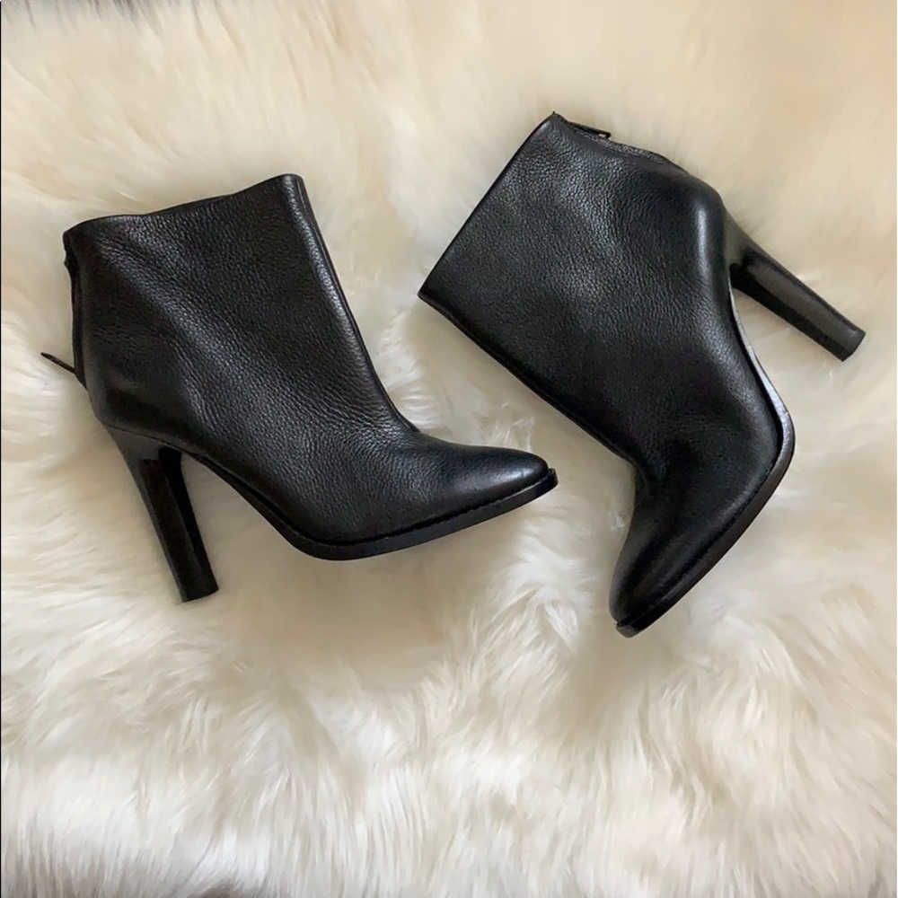 Black Leather Joie Booties